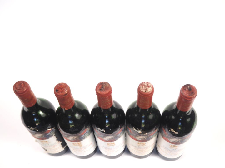 5 BOUTEILLES CHÂTEAU MOUTON ROTHSCHILD 1er GCC PAUILLAC - 1985- 1 HEP/