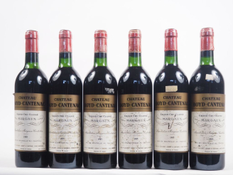 Vente aux enchères 6 BOUTEILLES CHÂTEAU BOYD CANTENAC GCC MARGAUX - 1985 - 5 BG/1 LB/ET/1