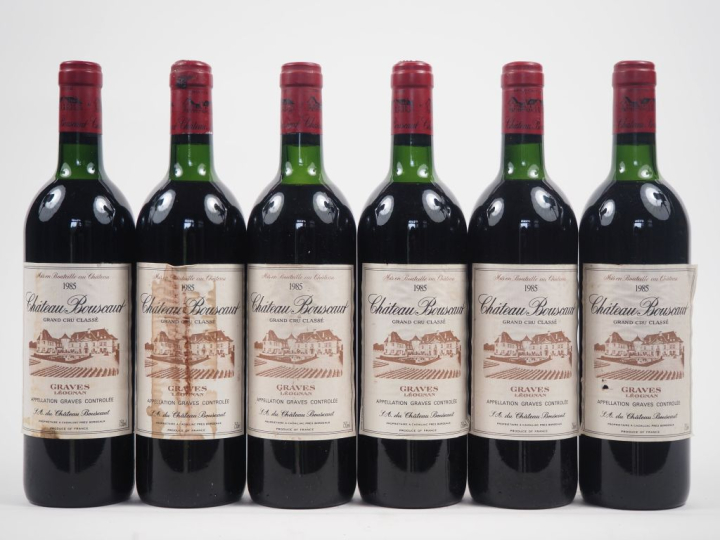 6 BOUTEILLES CHÂTEAU BOUSCAUT GCC GRAVES - 1985 - 5 LB/1 HEP/2 ETT