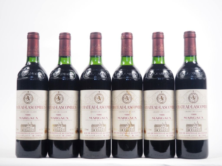 6 BOUTEILLES CHÂTEAU LASCOMBES GCC MARGAUX - 1986 - 4 BG/2 LB