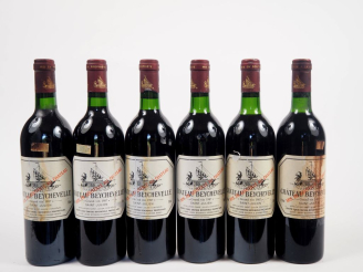 Vente aux enchères 6 BOUTEILLES CHÂTEAU BEYCHEVELLE GCC ST JULIEN - 1987 - 3 BG/1 LB/2 ET