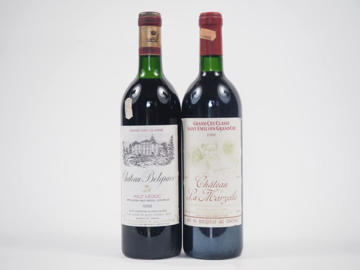 2 BOUTEILLES DE 1988 : 1 CHÂTEAU BELGRAVE GCC HAUT MÉDOC LB - 1 CHÂTEA