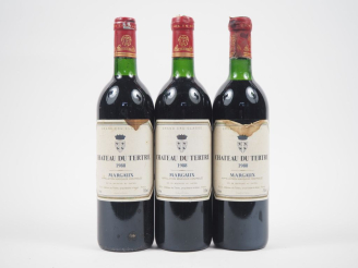 Vente aux enchères 3 BOUTEILLES CHÂTEAU DU TERTRE GCC MARGAUX - 1988 - 2 BG/1 LB/2 ET/1 E