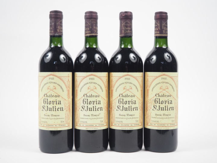 4 BOUTEILLES CHÂTEAU GLORIA ST JULIEN - 1988 - BG 