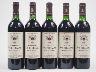 Vente aux enchères 5 BOUTEILLES CHÂTEAU FIEUZAL GCC GRAVES - 1989 - 4 BG/1 LB