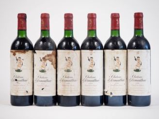 Vente aux enchères 6 BOUTEILLES CHÂTEAU D'ARMAILHAC GCC PAUILLAC - 1989 - 5 BG/1 LB/2 ET/