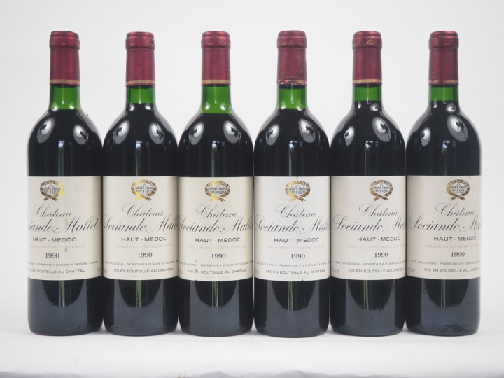 6 BOUTEILLES CHÂTEAU SOCIANDO MALLET HAUT MÉDOC - 1990 - 2 BG/1 LB