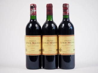 Vente aux enchères 3 BOUTEILLES CHÂTEAU LYNCH MOUSSAS GCC PAUILLAC - 1991 - 1 BG/BS 