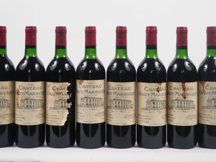 8 BOUTEILLES CHÂTEAU HAUT MARBUZET CBE ST ESTÈPHE - 1995 - 3 BG/5 LB