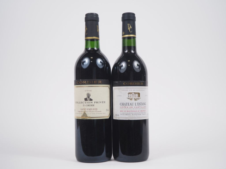 2 BOUTEILLES CORDIER 1996 : 1 COLLECTION PRIVÉE ST ÉMILION - 1 CHÂTEAU
