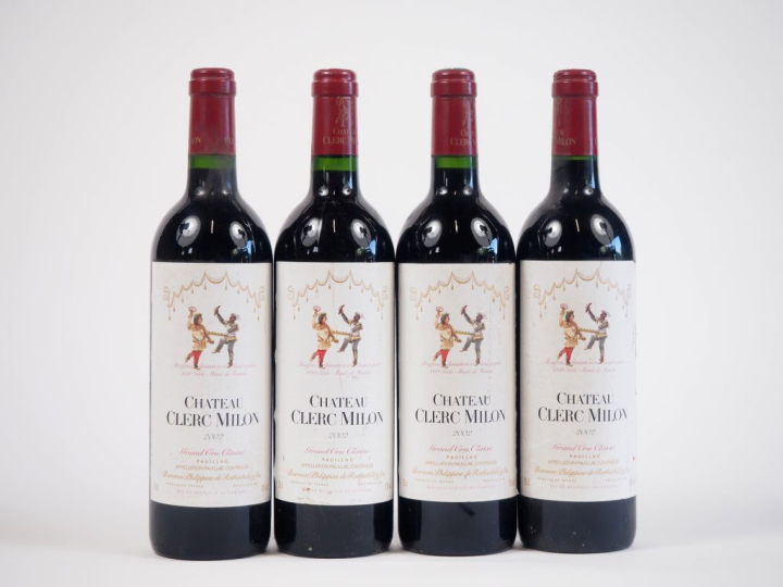4 BOUTEILLES CHÂTEAU CLERC MILON GCC PAUILLAC - 2002 - ETLA
