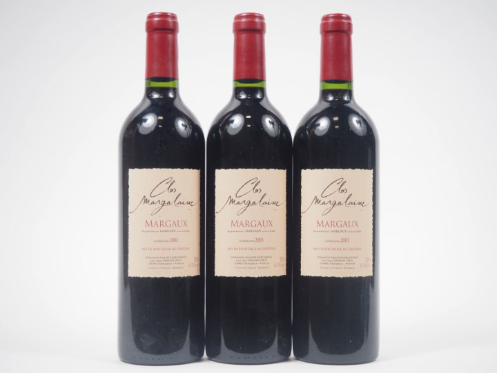 3 BOUTEILLES CLOS MARGALAINE MARGAUX - 2003