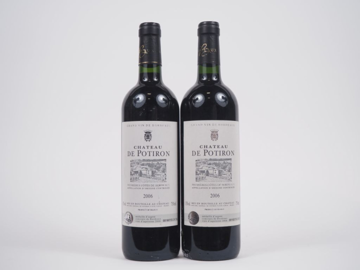 2 BOUTEILLES CHÂTEAU DE POTIRON 1eres CÔTES DE BORDEAUX - 2006