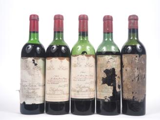 Vente aux enchères 5 BOUTEILLES CHÂTEAU MOUTON BARON PHILIPPE GCC PAUILLAC : 1 de 1964 BE