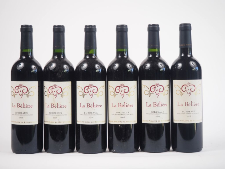 6 BOUTEILLES LA BÉLIÈRE BARON PHILIPPE DE ROTHSCHILD BORDEAUX : 5 DE 2