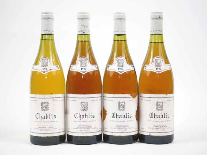 4 BOUTEILLES CHABLIS DOMAINE SERVIN - 1992 - 1 EA
