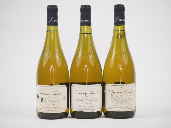 3 BOUTEILLES CHABLIS 1er CRU "LES VAILLONS" DOMAINE LAROCHE - 1994 - 2