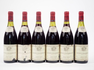 Vente aux enchères 6 BOUTEILLES GEVREY CHAMBERTIN LOUIS JADOT - 1989 - 1 à 1,3 CM/1 à 1,4