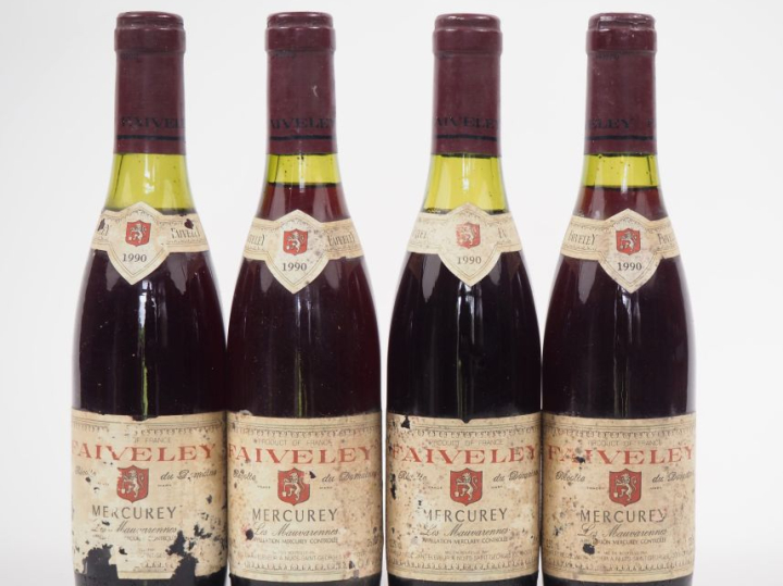 4 BOUTEILLES (37,5cl) MERCUREY "LES MAUVARENNES" FAIVELEY - 1990 - 1 à