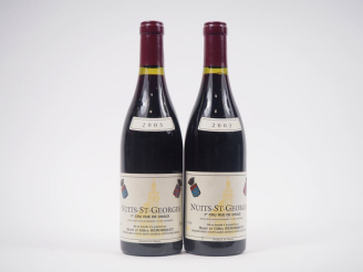 Vente aux enchères 2 BOUTEILLES NUITS ST GEORGES 1er CRU "RUE DE CHAUX" HENRI   GILLES RE