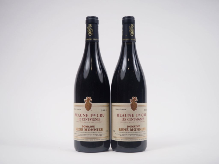 2 BOUTEILLES BEAUNE 1er CRU "LES CENTS VIGNES" DOMAINE RENÉ MONNIER - 