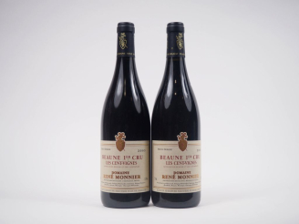 Vente aux enchères 2 BOUTEILLES BEAUNE 1er CRU "LES CENTS VIGNES" DOMAINE RENÉ MONNIER - 