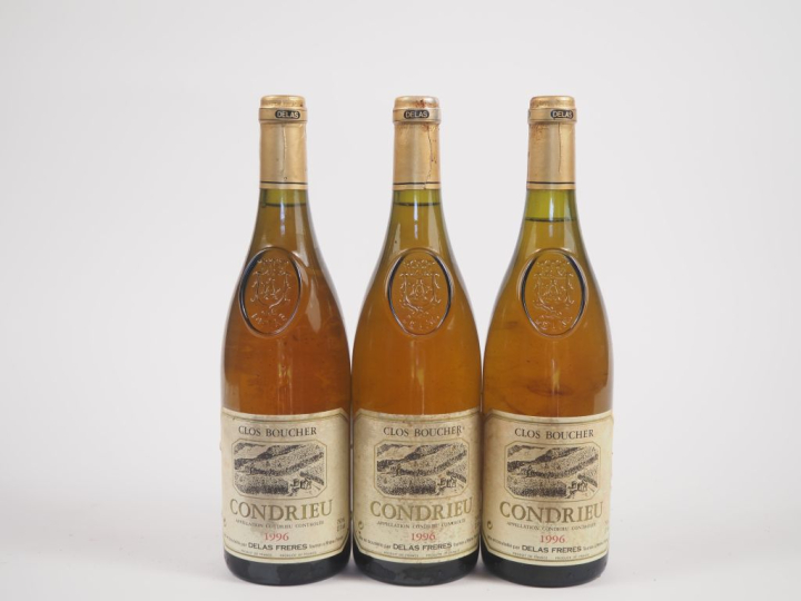 3 BOUTEILLES CONDRIEU "CLOS BOUCHER" DELAS FRÈRES - 1996 - ET 