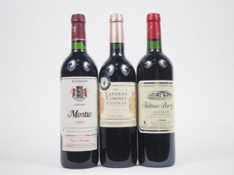 Vente aux enchères 3 BOUTEILLES MADIRAN : 1 CHÂTEAU MONTUS 1995 - 1 LAPERRE COMBES 2001 -