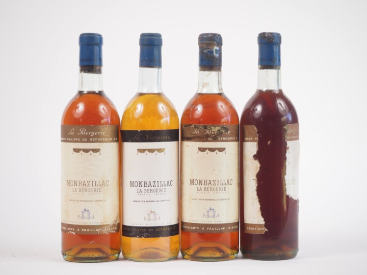 4 VIEILLES BOUTEILLES MONBAZILLAC "LA BERGERIE" BARON PHILIPPE DE ROTH