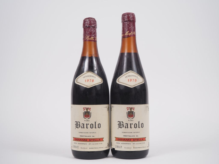2 BOUTEILLES BAROLO GIOVANNI STELLA - 1978 - CAPSULES ABIMÉES