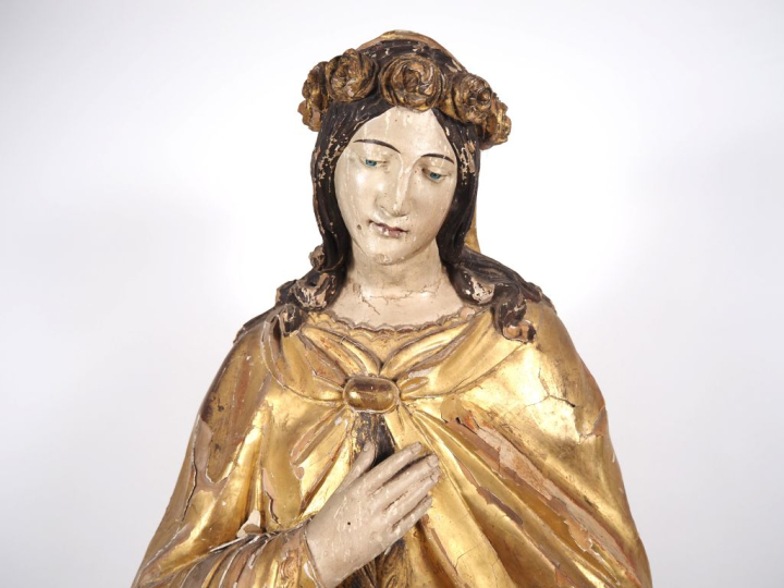 Grande sculpture fin XVIIIème début XIXème en bois sculpté et doré et 