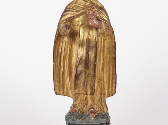 Santibelli XIXème en terre cuite polychrome "Sainte femme présentant l