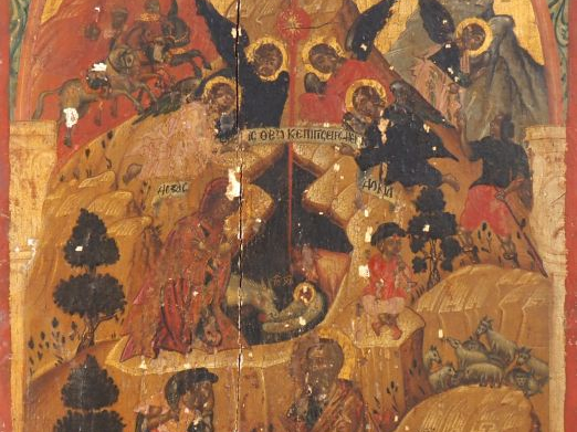 Icône de la Nativité.  Grèce, fin XVIII - début XIXe siècle.  Tempera 