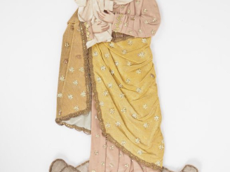 Vente aux enchères Soie brodée XIXème. "Vierge à l'enfant". Les yeux sont peints. H. 48 c