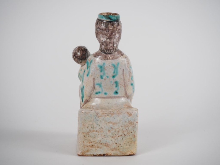 Sujet 1900 en faience polychrome "Vierge à l'enfant" (Vierge d'accouch