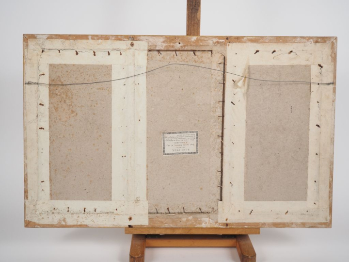 Tryptique de gravures en couleurs début XIXème, textes de la Sainte Me