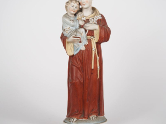 Vente aux enchères 4 différents sujets religieux : un en porcelaine "Saint Antoine de Pad