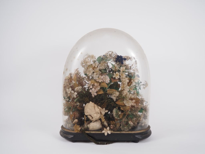 5 différents bouquets de la mariée Napoléon III sous globe.