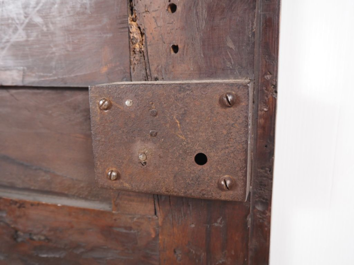 2 panneaux Renaissance en chêne sculpté, montés en porte d'armoire, à 