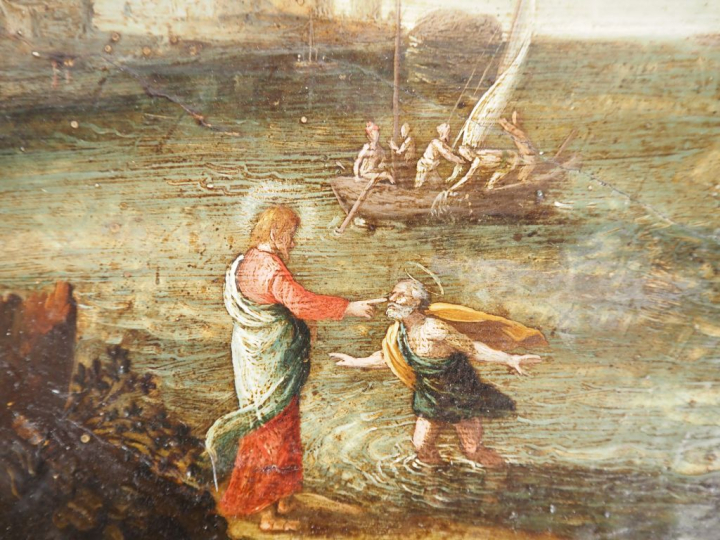 Ecole italienne vers 1650.  "Paysages animés"  Paire d'huiles sur toil