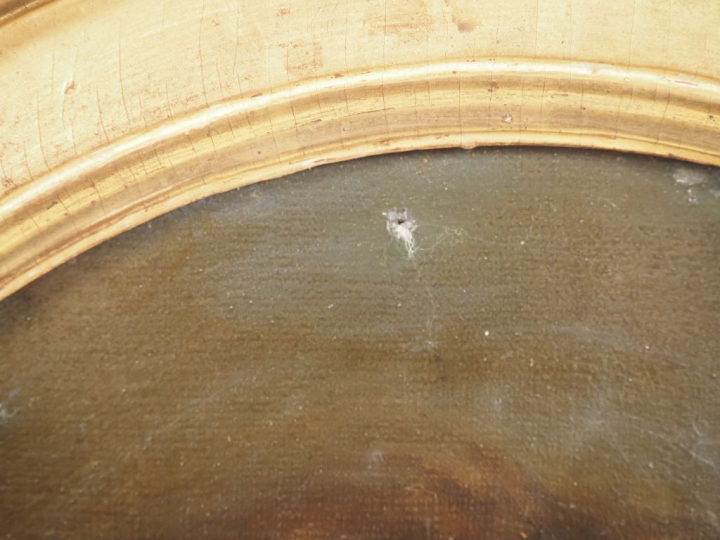 Ecole française XVIIIème.  "Portrait d'enfant en médaillon".  Huile su