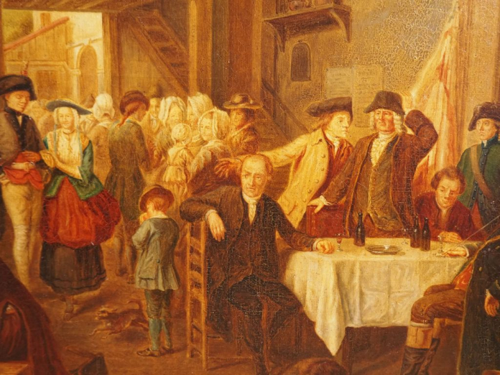 Jean Baptiste MADOU. (attribué à). "Scène d'auberge" Huile sur toile D