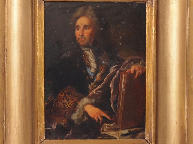 Ecole française XIXème. "portrait de savant du XVIIIème" Huile sur pan