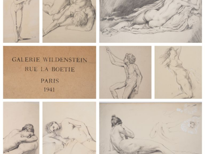 Ecole française XIXème. Suite de 8 dessins au crayon (4 d'entre d'eux 