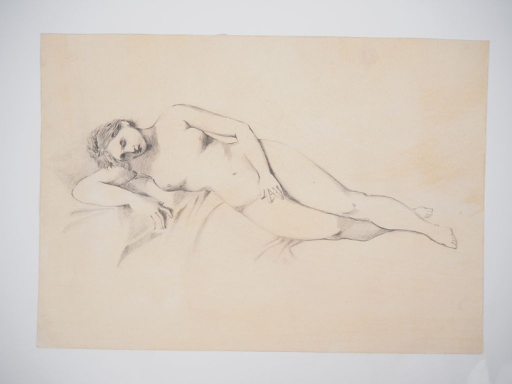 Ecole française XIXème. Suite de 8 dessins au crayon (4 d'entre d'eux 