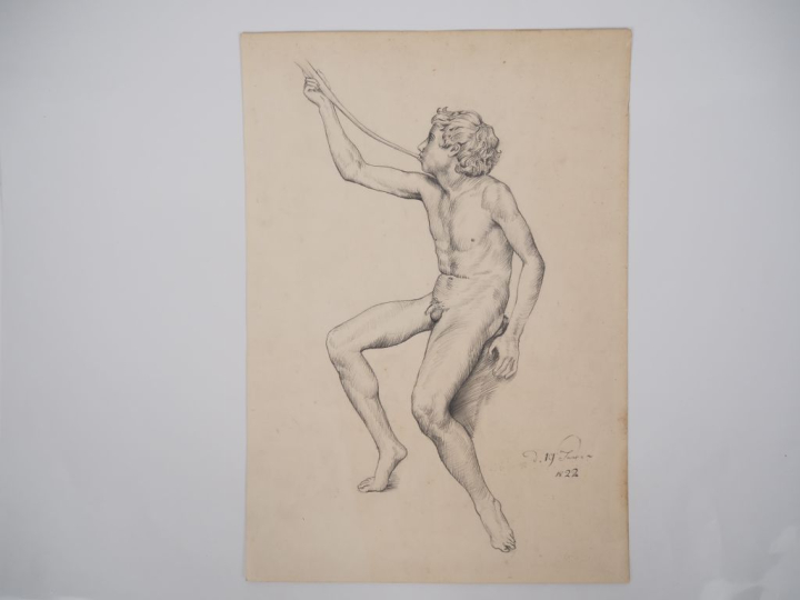 Ecole française XIXème. Suite de 8 dessins au crayon (4 d'entre d'eux 