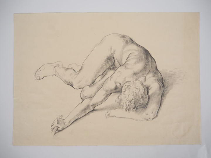 Ecole française XIXème. Suite de 8 dessins au crayon (4 d'entre d'eux 