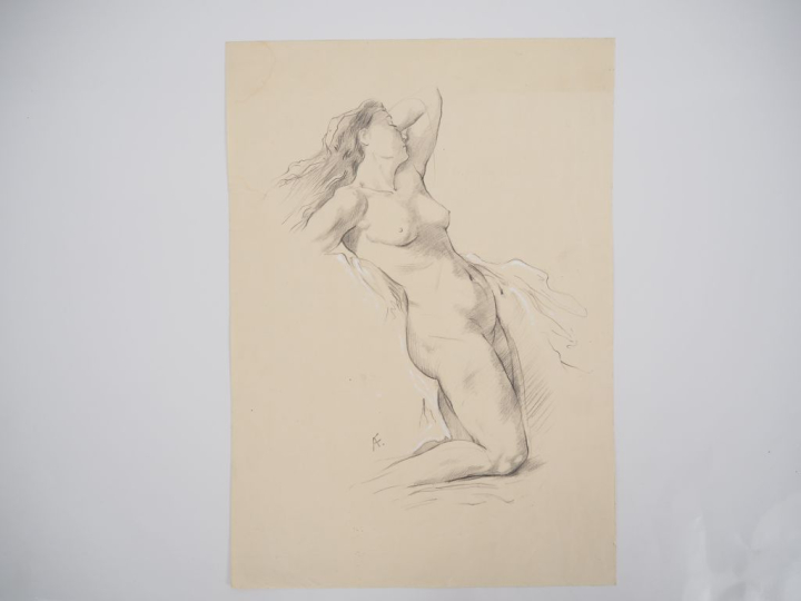 Ecole française XIXème. Suite de 8 dessins au crayon (4 d'entre d'eux 