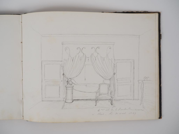 Carnet de 31 dessins XIXème. "paysages" et "vues d'habitations en Alsa