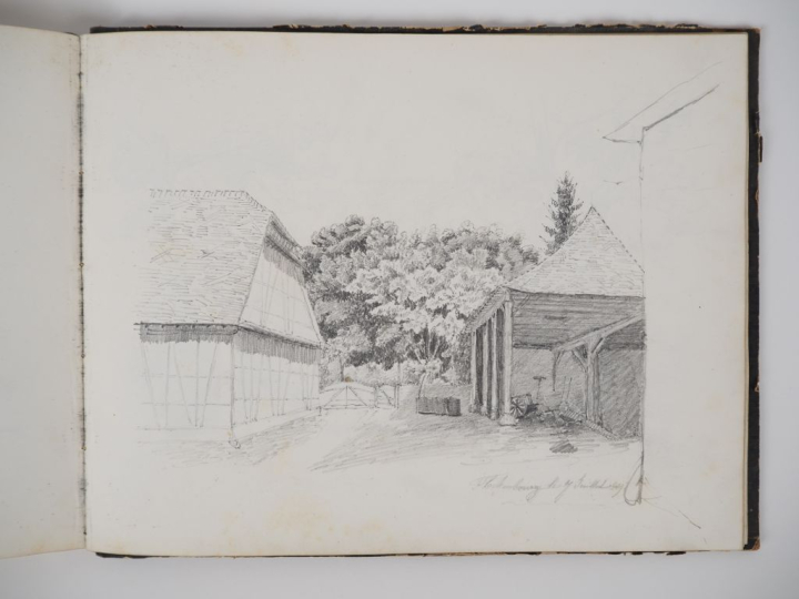 Carnet de 31 dessins XIXème. "paysages" et "vues d'habitations en Alsa